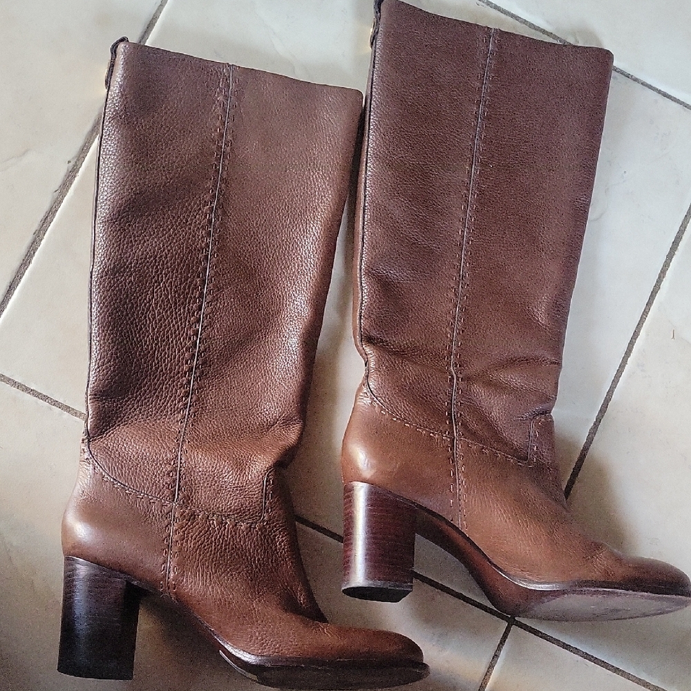 TORY BURCH Brown Leather Pull On Boots Sz 11